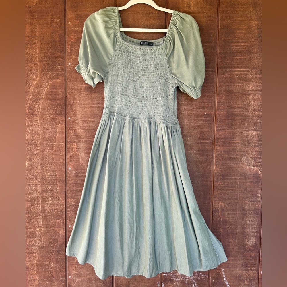 Green smocked dress